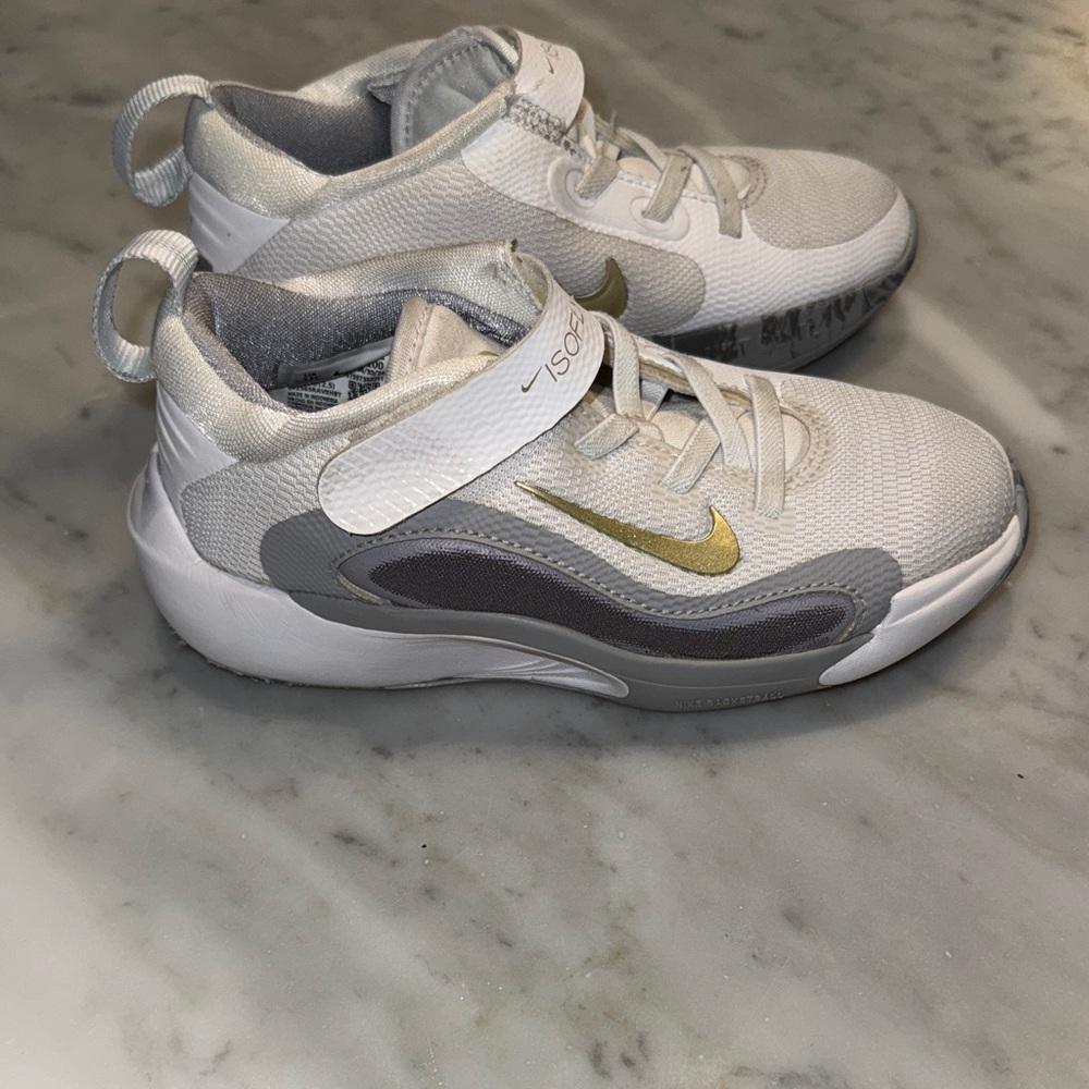 Nike Kids White and Gold Sneakers